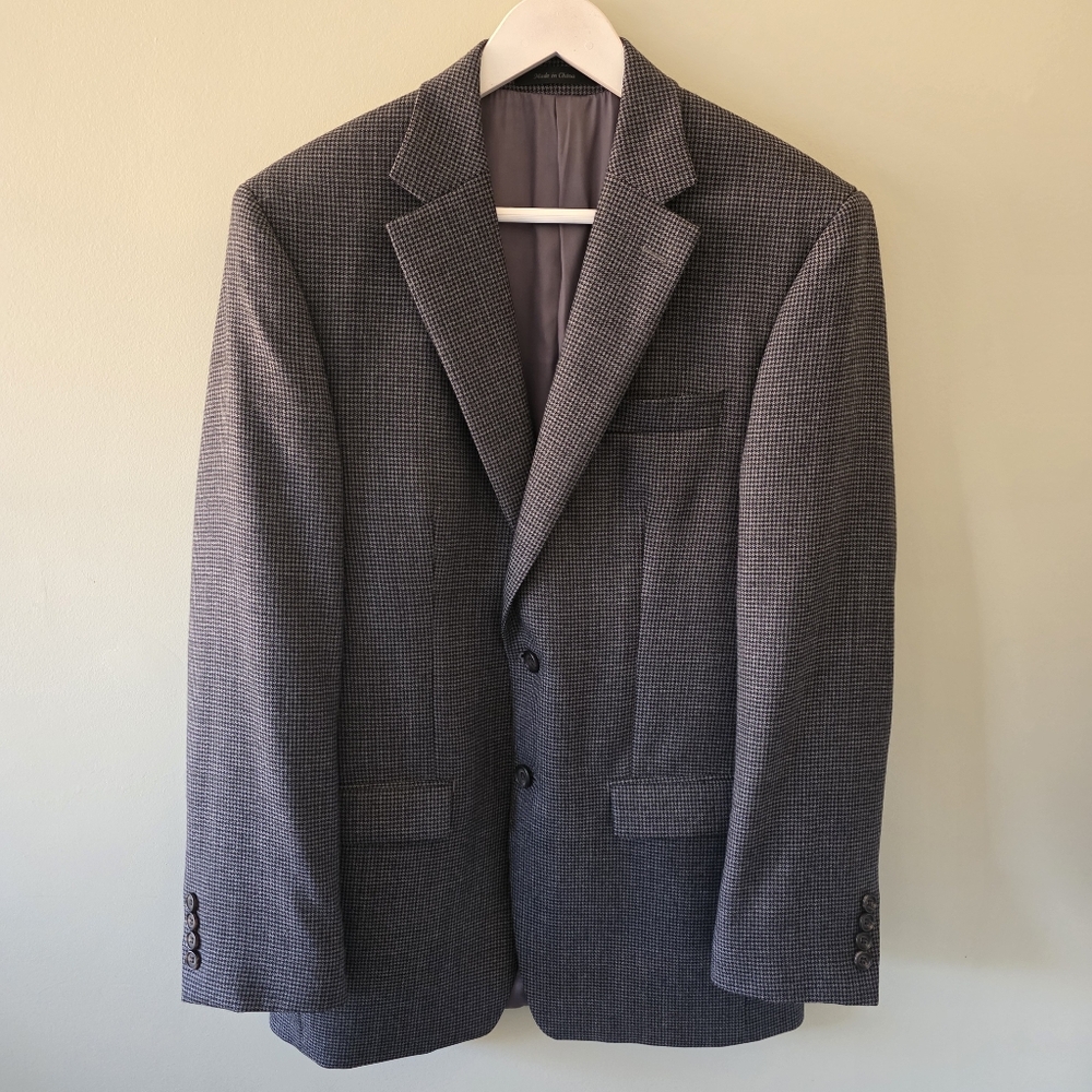Lauren Ralph Lauren 38R Old Money Modern Contemporary Houndstooth Wool Blazer